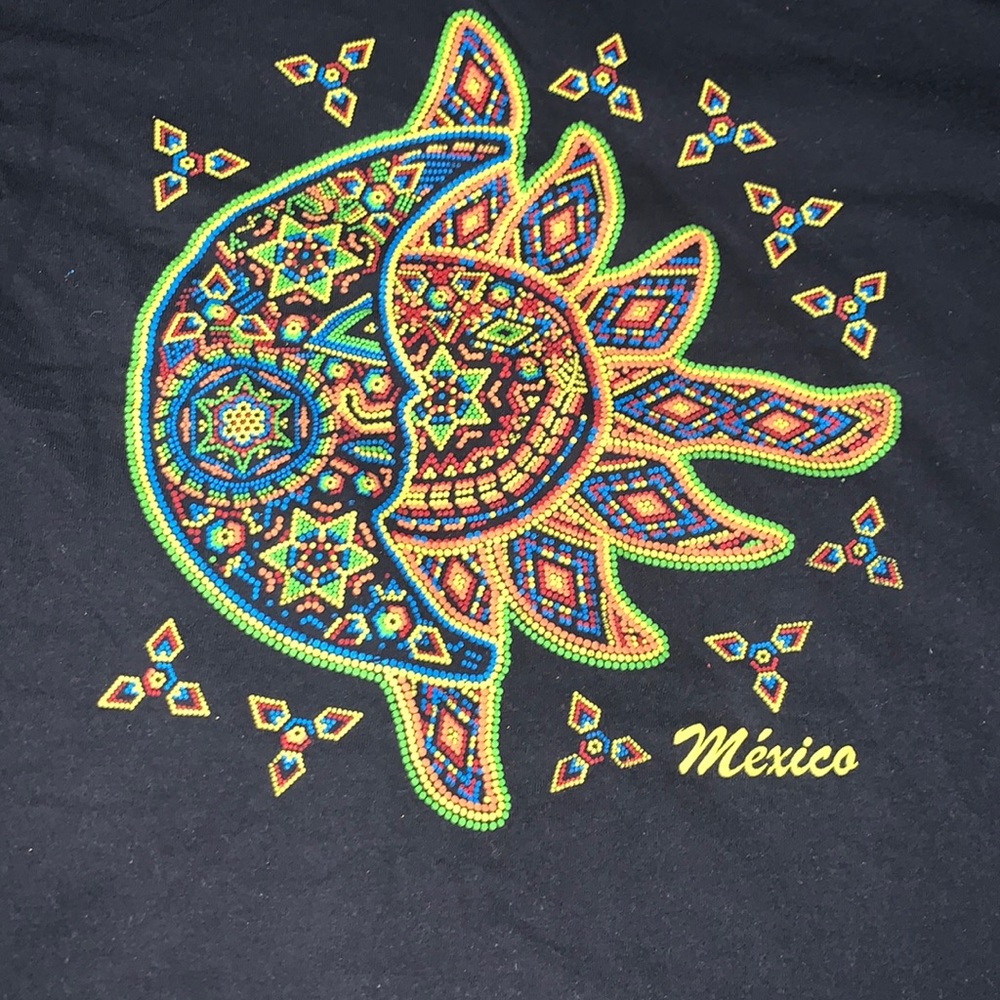 Black Mexico sun moon colorful embroidery